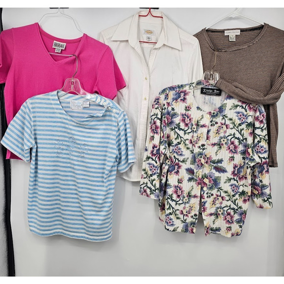 5 Ladies Small Tops Shirts Pink Blue Floral 3/4 Talbots Evan Picone Bill Blass - Picture 1 of 16